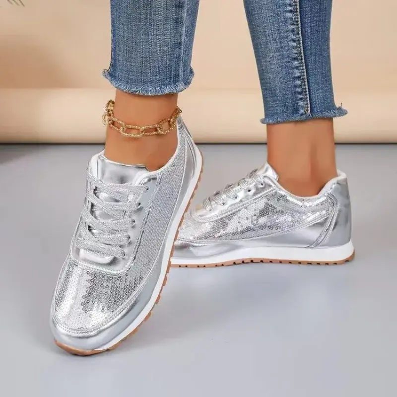 Plus Size 42 Women Running Sport Shoes Black Silver Girls Athletic Walking Sneakers Comfortable Female Jogging Shoes