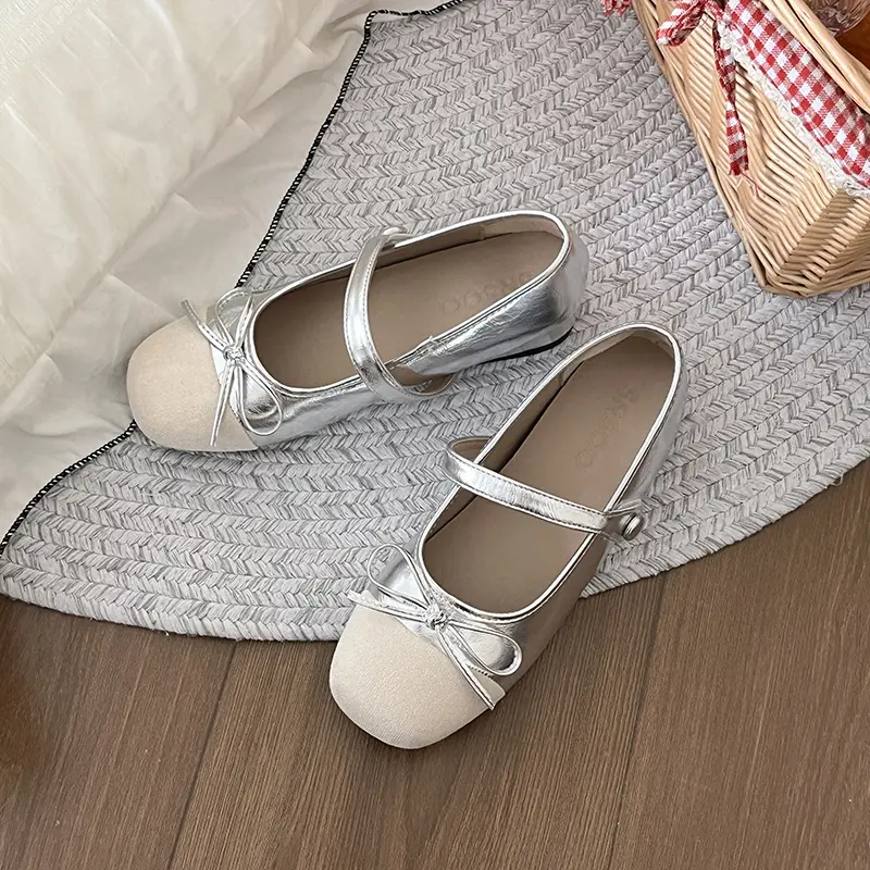 Footwear Butterfly-Knot Women Flats With Shoes Female Shallow Soft Fashion Buckle Strap Ladies Flats  Lolita Shoes