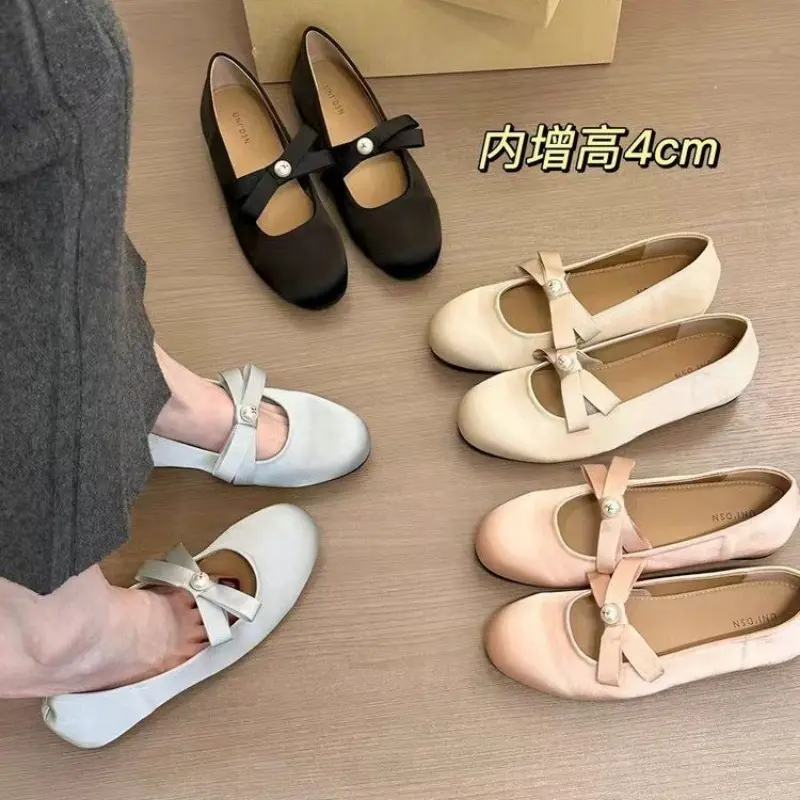 2025 New Ballet Flats Satin Pink Round Toe Shoes Ballerinas Zapatos Mujer Stylish Flat Shoes for Women