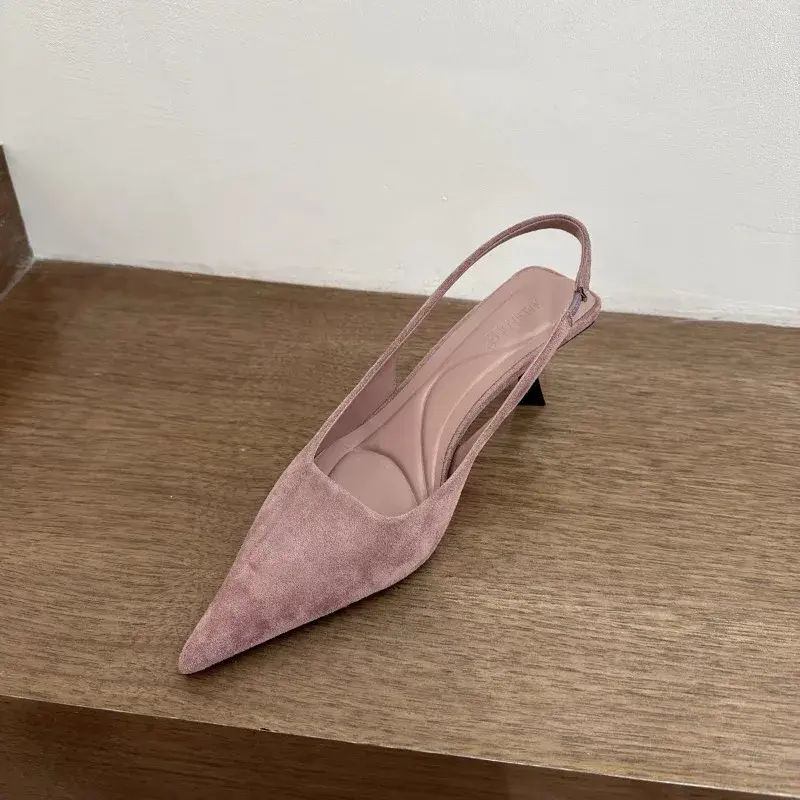 Spring New Brand Women Sandal Fashion Pointed Toe Shallow Slip On Ladies Elegant Slingback Shoes Thin High Heel Pumps