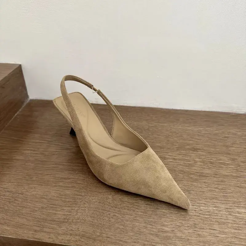 Spring New Brand Women Sandal Fashion Pointed Toe Shallow Slip On Ladies Elegant Slingback Shoes Thin High Heel Pumps
