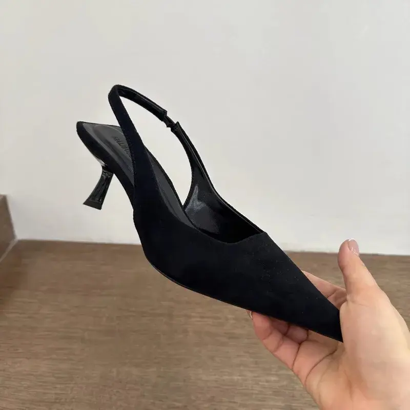 Spring New Brand Women Sandal Fashion Pointed Toe Shallow Slip On Ladies Elegant Slingback Shoes Thin High Heel Pumps