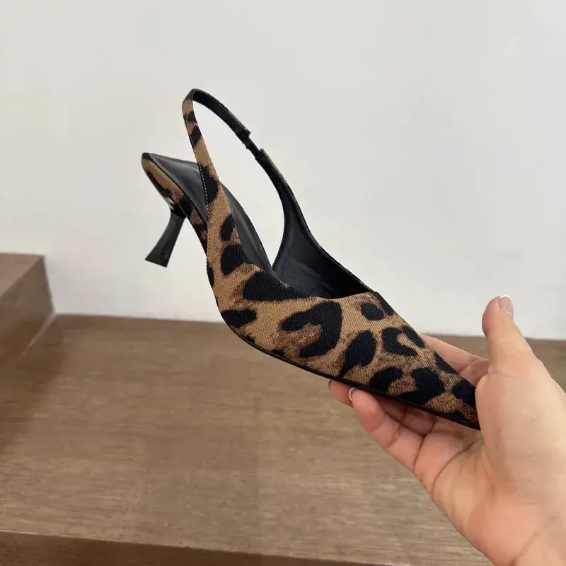 Spring New Brand Women Sandal Fashion Pointed Toe Shallow Slip On Ladies Elegant Slingback Shoes Thin High Heel Pumps