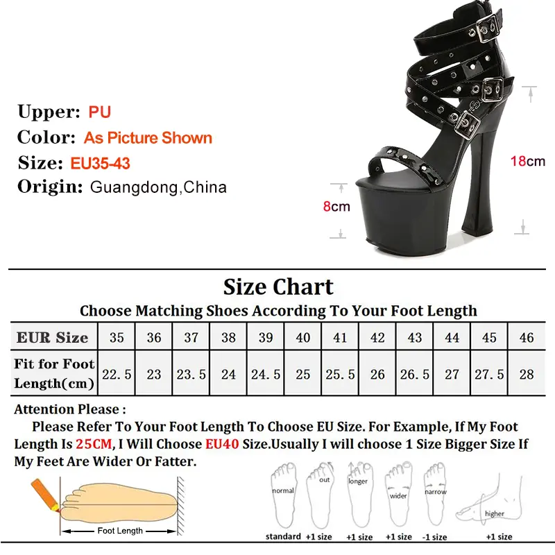 Summer Night Club Women Rivets Sandals Patent Leather Rome Style Open Toe Thick High Heel Platform Lady 18CM Super Model Shoes