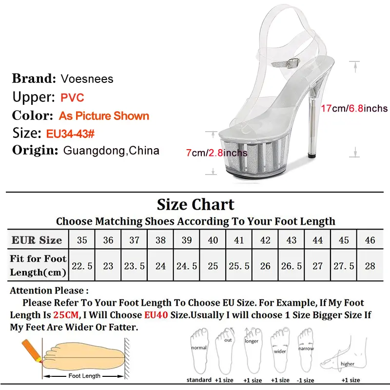 Nightclub Model Sandals 17CM Clear Thin Heels 2025 Summer Women Crystal Platform Transparent PVC Buckle Strap Pole Dance Shoes