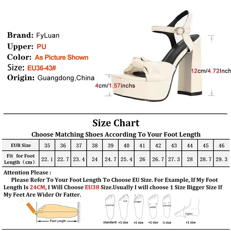 Designer 2025 New Bow-knot Sandals Women Thick Sole High Heels Summer 12CM Fashion Platform Nightclub Dance Shoes Plus Size 43