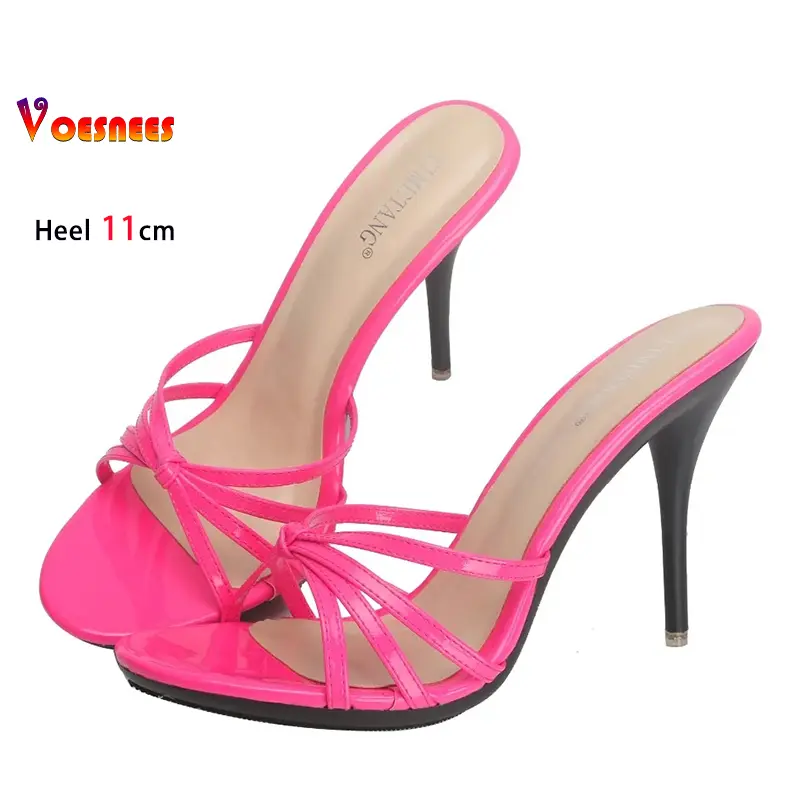 Sexy Female Sandals Women Stilettos 2025 Summer New Fashion 11cm Thin Heel Open Toe Slippers Red High Heels Sandalias De Mujer