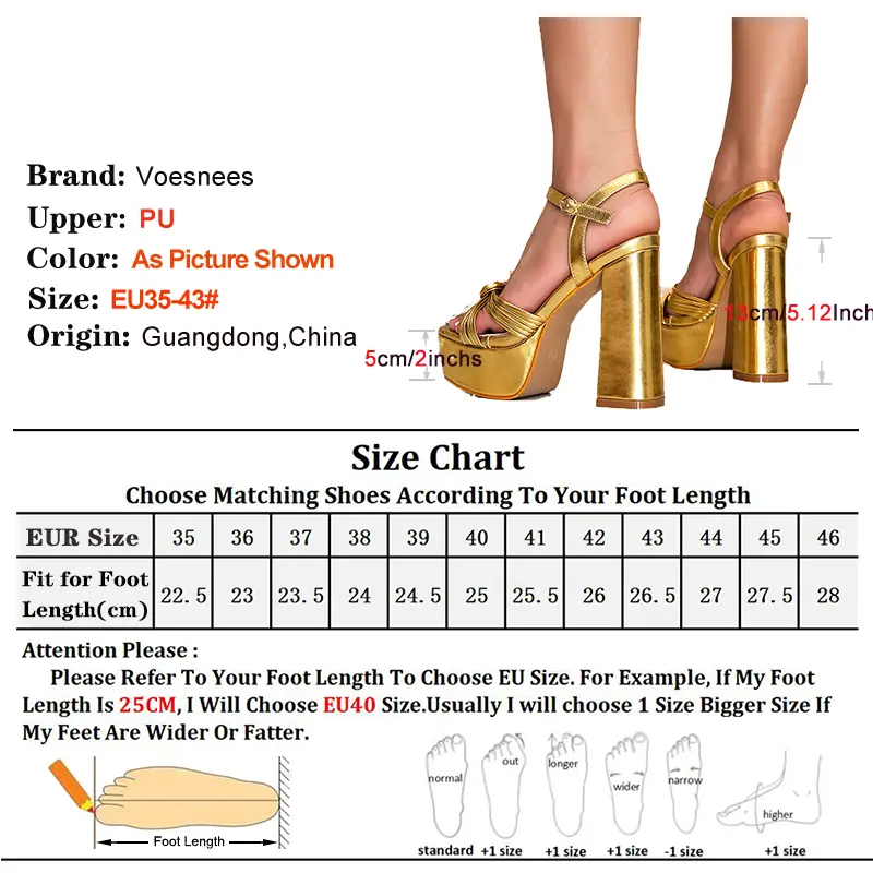 13CM Chunky High Heels Summer Square Toe Platform Sandals For Women Europe and America Gold Hollow out Buckle Strap Party Shoes
