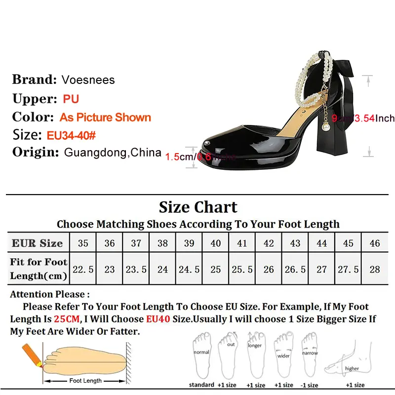 Square Toe Sandals Women 9CM Thick High Heel Summer Party Dress Shoes With White Bowknot Ankle Pearl Chain Platform Ladies Shoes