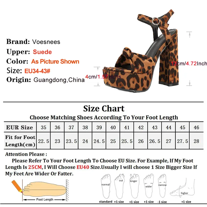 2025 Trend Casual Chunk Heels Europe and America Square Toe Platform Women Shoes Summer Model 12CM Suede Leopard print Sandals