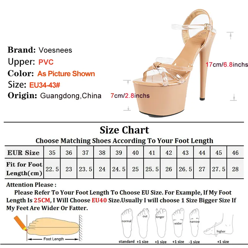 Women Shoes PU+PVC Sexy Thin Band 17CM Heel 7CM Platform Runway Sandals Summer Buckle Strap Nightclu Party Fashion High Heels