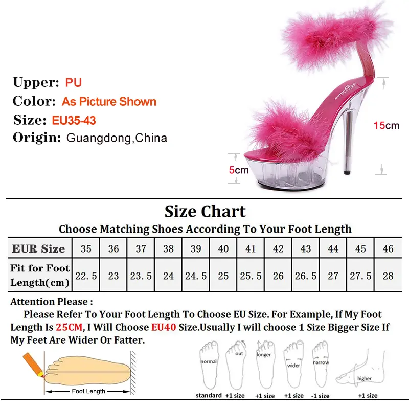 2025 Summer Women's Fur Sandals Transparent High Heels Platform Sexy Clear Heels Bridal Shoes 15cm Buckle Strap Club Footwear