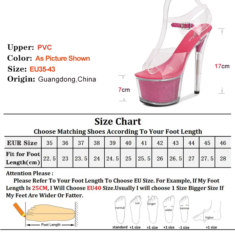 High Heel 17cm Model Show Night Club Fun Women Sandals Pole Dancing Shoes Sequined Platform Practice Performance Dancing Shoes