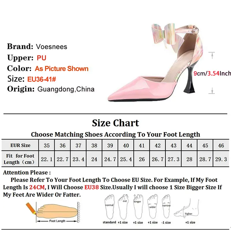 Lady High Heels 2025 Summer Pink Bow Large Size Party Shoes 9CM Women Ankle Buckle Strap Temperament Pointed Toe Sandals Size 41