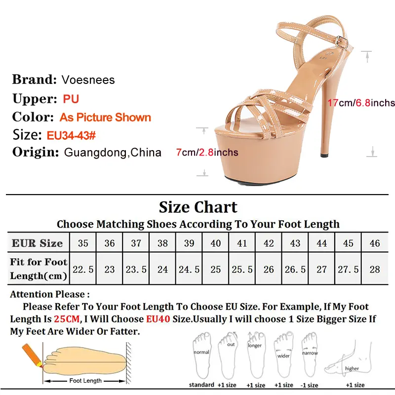 Plus Size Fashion Platform Pole Dancing Shoes For Women 17CM Extreme high heels Sexy Narrow band Model Sandals Summer Stiletto