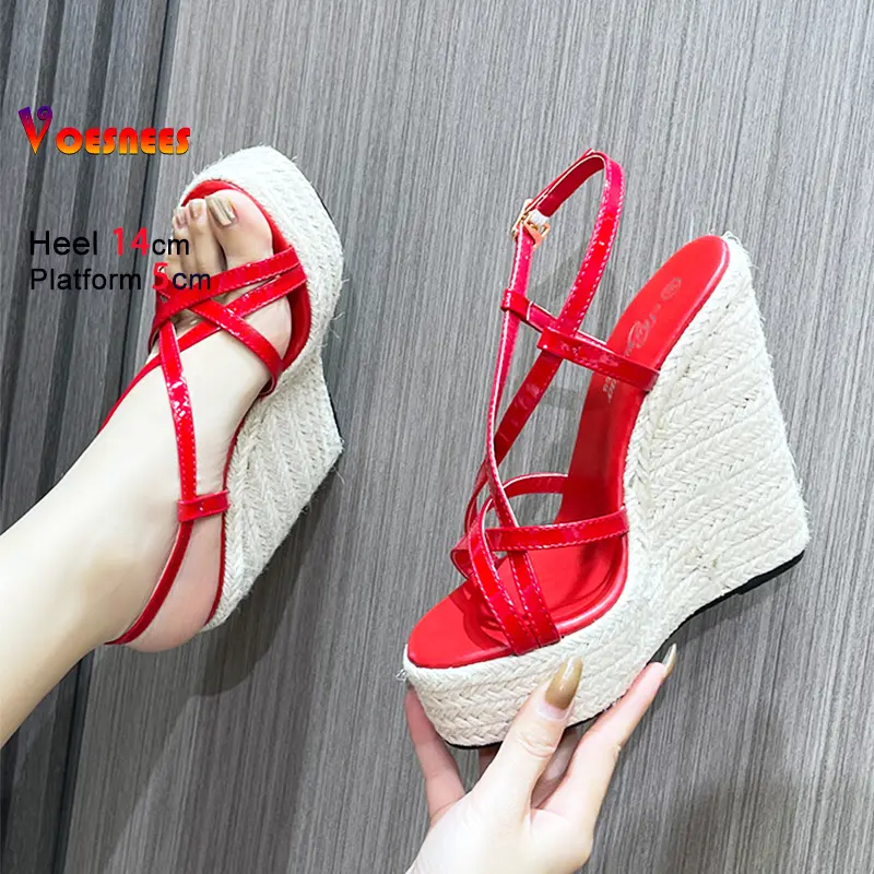 Summer Platform High Heels Comfort Wedges 14CM Catwalk Show Sandals European and American Style Sexy Fashion Stage Women Shoes