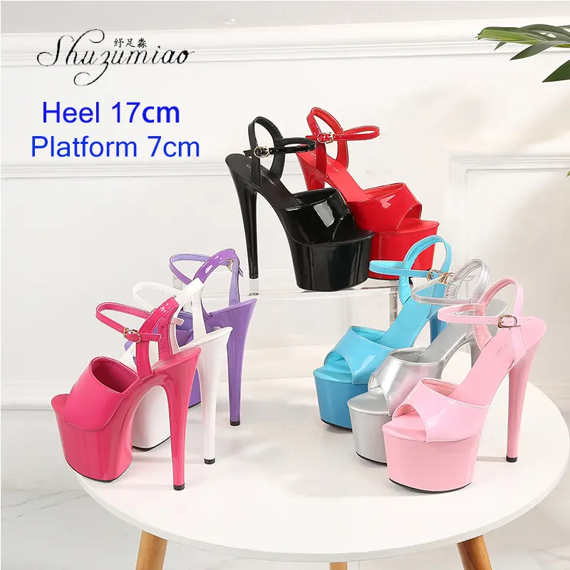 Shuzumiao Branded women's shoes pole dance 15 17 20cm sandals High Heels fashion sexy platform Black shoes Female party shoes