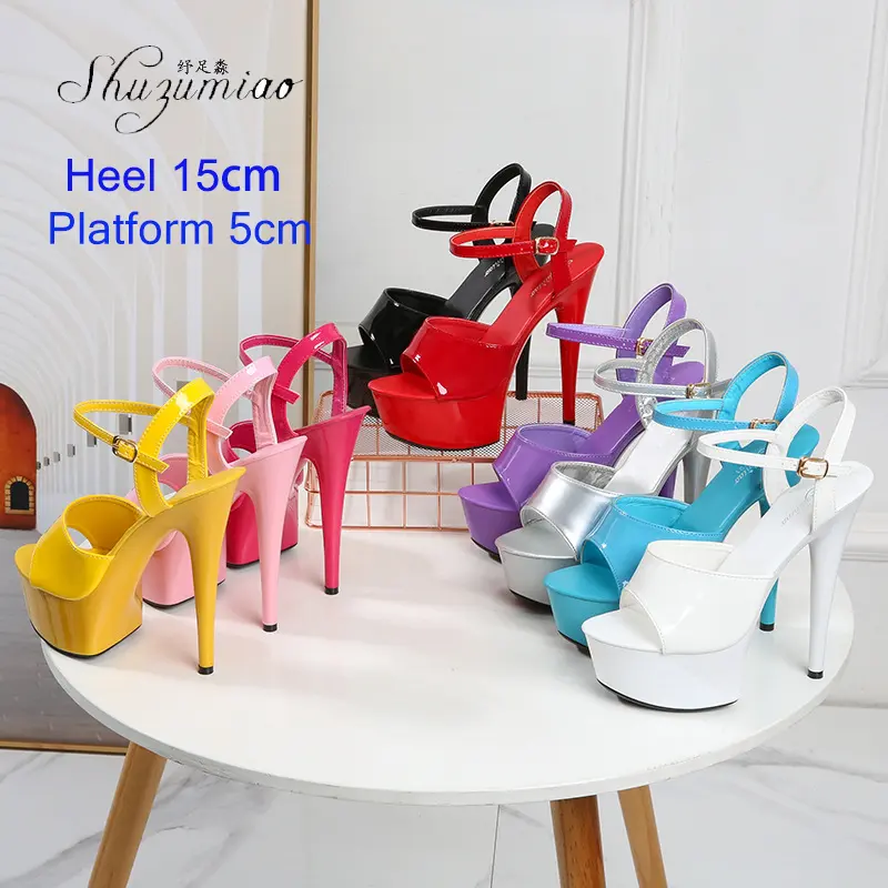 Shuzumiao Branded women's shoes pole dance 15 17 20cm sandals High Heels fashion sexy platform Black shoes Female party shoes