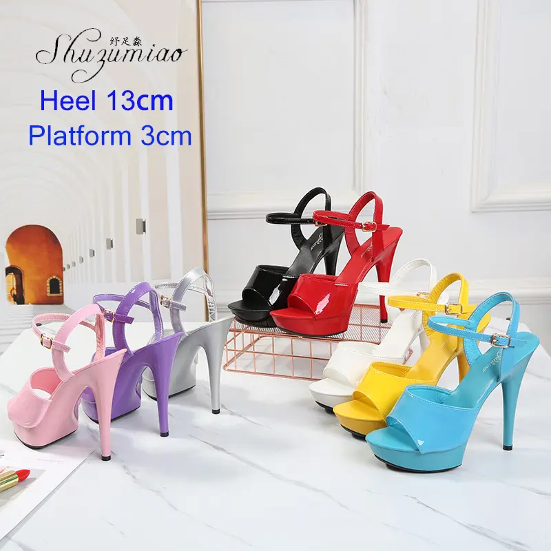 Shuzumiao Branded women's shoes pole dance 15 17 20cm sandals High Heels fashion sexy platform Black shoes Female party shoes