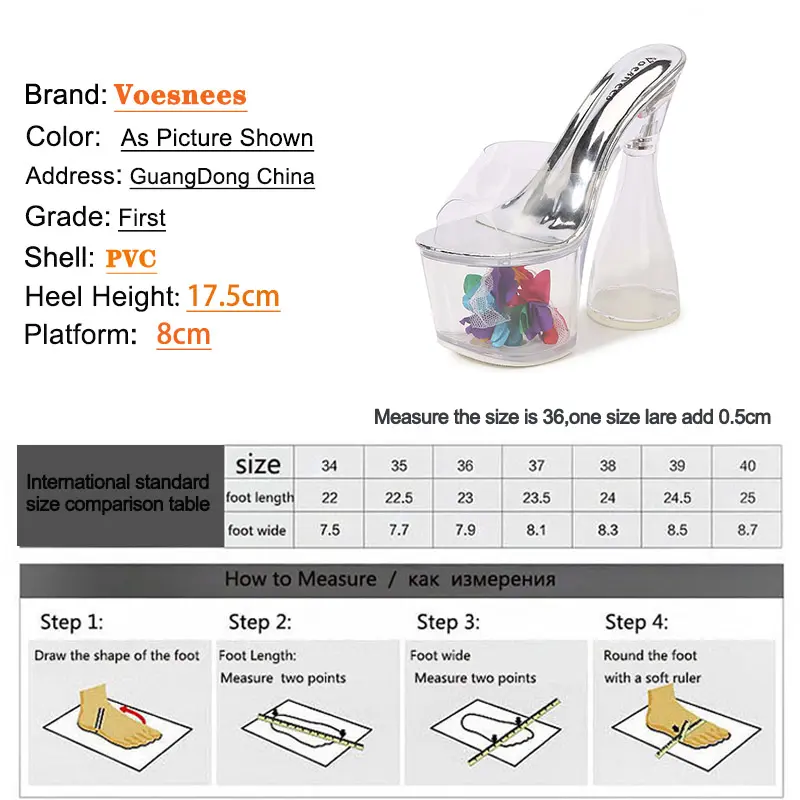 Fashion All Transparent Crystal Shoes Women Hollow Platform 17.5CM Round Heel Slippers Super Model Show PVC High-Heeled Sandals