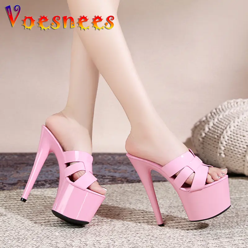 Nightclub Stage Sandals Summer Model Extreme High Heels 16CM Women Thick Platform Slippers Europe And America Strip Show Shoes