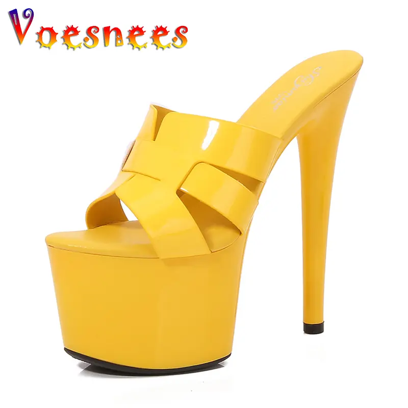 Nightclub Stage Sandals Summer Model Extreme High Heels 16CM Women Thick Platform Slippers Europe And America Strip Show Shoes