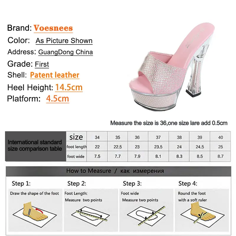 Brand New Square Heel Slippers Transparent High Heels 14.5CM Fashion Women Party Sandals Europe And America Summer Model Shoes