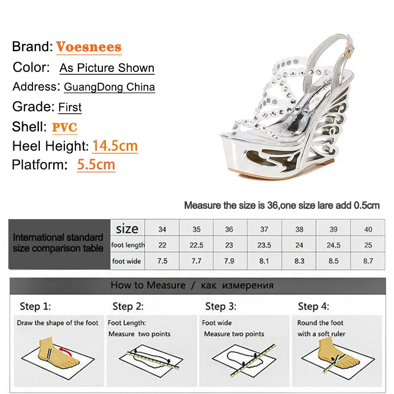 Sexy Nightclub Transparent Super High Heeled Shoes Diamond Rivet PVC Band Fashion Sandals Summer Hollow Out Wedge Women's Pumps