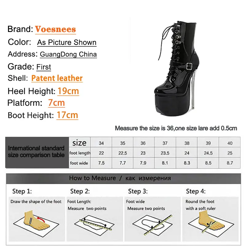 Fashion Women Shoes 19CM Super High Heel Mid-Calf Boots Plus Size Transparent Heel Short Boots Buckle Strap Zip Nightclub Heels