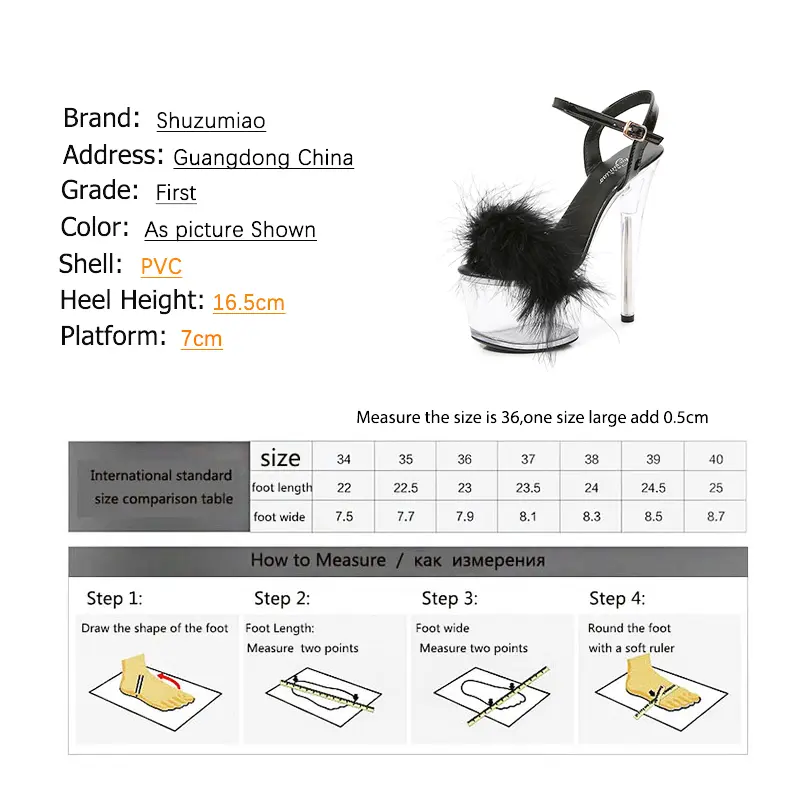 Shuzumiao 2021 Summer New Women Shoes Fur Transparent Platforms Sandals High Heels16.5CM Thin Heels Female Party Pole Dance Shoe