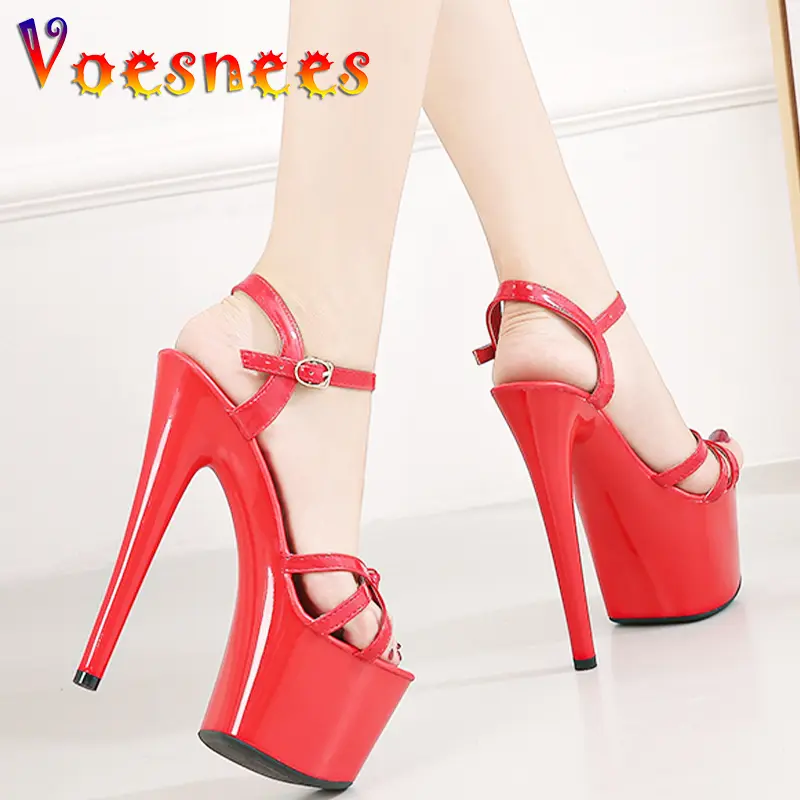 Platform Stripper Heels Shoes For women Open Toe Sandals Girls Shoe for Party Club Women Sexy Show Sandals High Heels Red Shoes