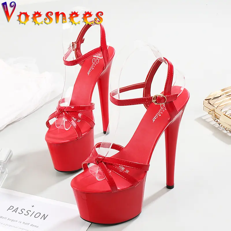 Platform Stripper Heels Shoes For women Open Toe Sandals Girls Shoe for Party Club Women Sexy Show Sandals High Heels Red Shoes