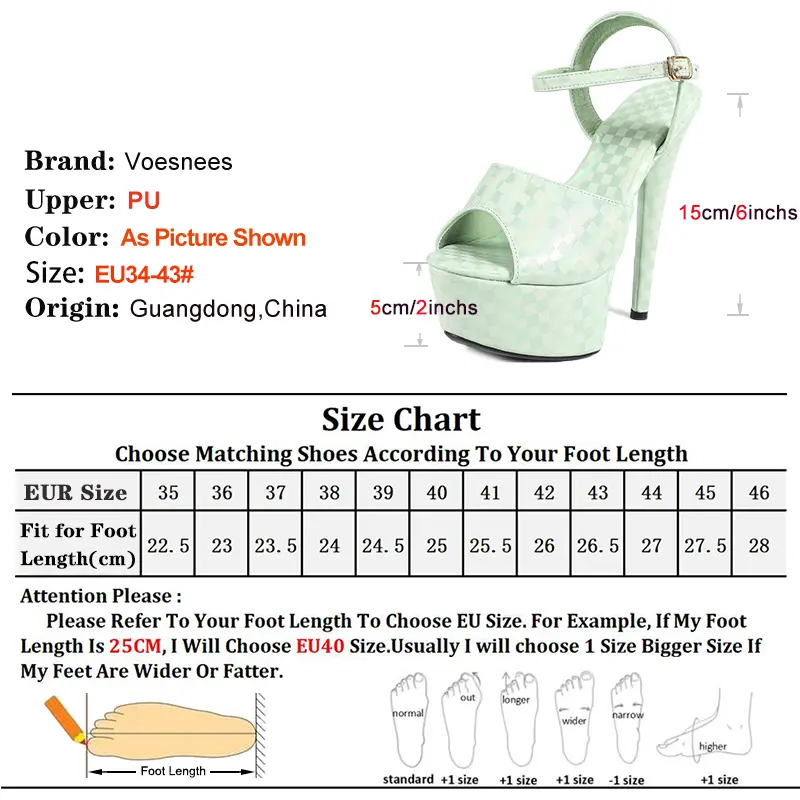 Size 34-43 Nightclub Party Summer Shoes For Women's 15CM Stiletto High Heels Mixed Color Buckle Strap Platform Catwalk Sandals