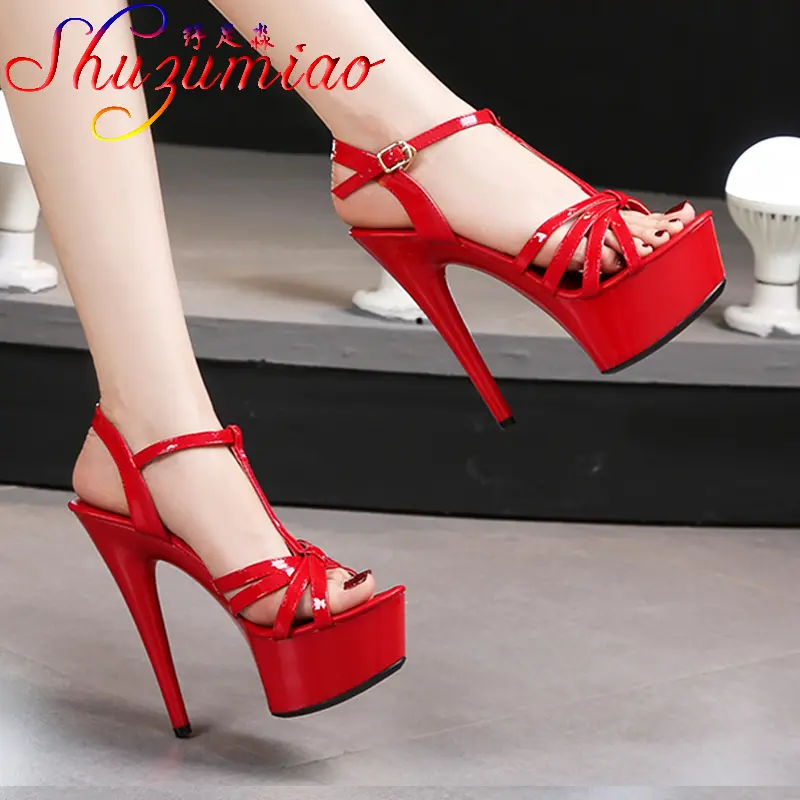 2021 New Sunner Women Gladiator Sandals Shoes Sexy High Heels Open Toe Sandals Summer Party Dress Shoes Buckles Pumps Size 43