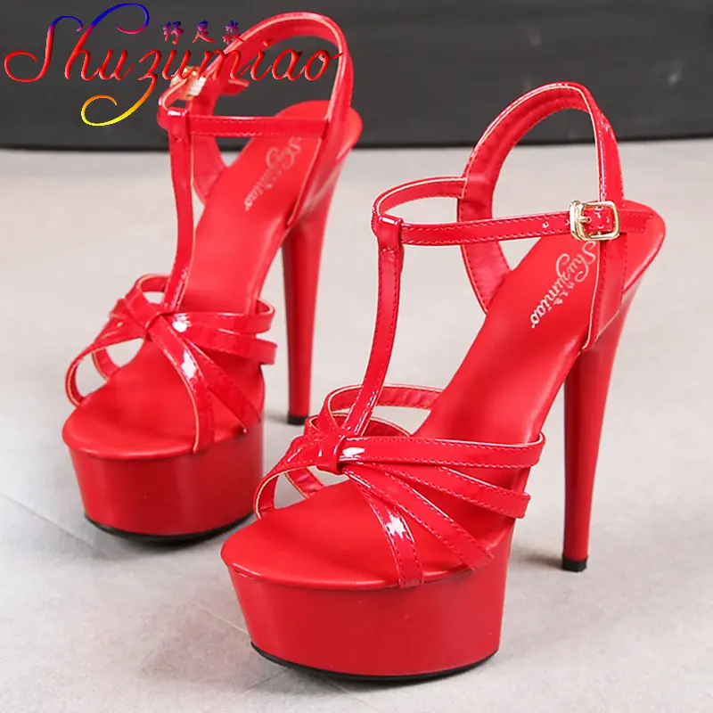 2021 New Sunner Women Gladiator Sandals Shoes Sexy High Heels Open Toe Sandals Summer Party Dress Shoes Buckles Pumps Size 43
