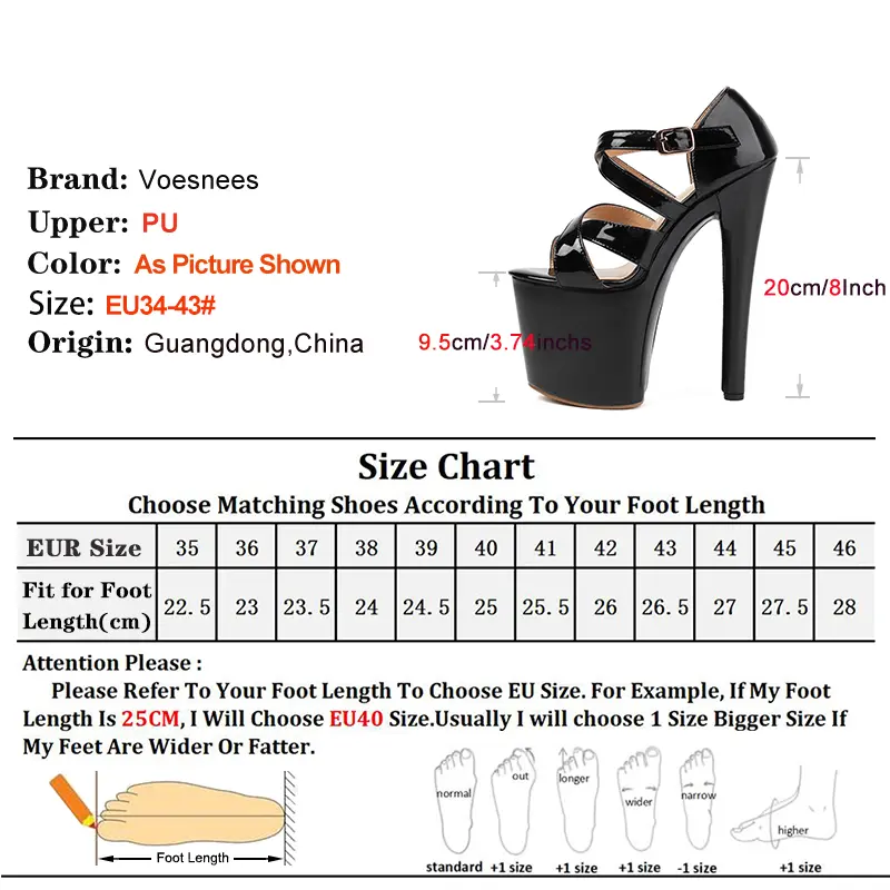 2024 New Women Platform Party Nightclub High Heels 20CM Stiletto Buckle Strap Sandals Summer Pole Dance Shoes Large Size 34-43