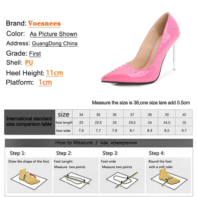 2025 Women Pointed End 11CM High Heel Pumps Sexy Nightclub Stiletto Single Shoes Metal Heels Rivets Studded Fashion Stage Shoes