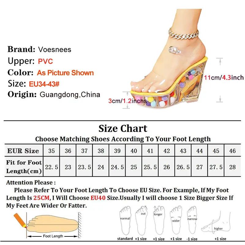 Comfort Wedges Heel Summer Women High Heels Transparent PVC Platform Sandals Designer Fashion Buckle Strap Crystal Jelly Shoes