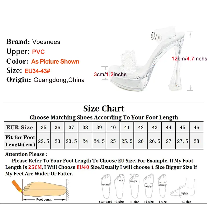Transparent PVC Sandals For Women 12CM High Heels Square Toe Clear Platform Crystal Sandals Lady Summer Buckle Strap Shoes Mujer