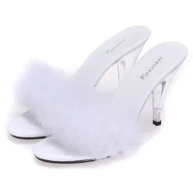 Shoe Woman Sandals 2022 Transparent Crystal  Heels 10cm Waterproof Wedding Shoe Sandals Sexy Big Yards Interest maomao Slipper