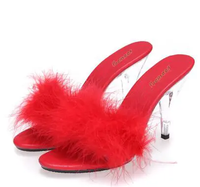 Shoe Woman Sandals 2022 Transparent Crystal  Heels 10cm Waterproof Wedding Shoe Sandals Sexy Big Yards Interest maomao Slipper