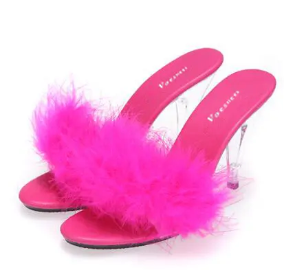 Shoe Woman Sandals 2022 Transparent Crystal  Heels 10cm Waterproof Wedding Shoe Sandals Sexy Big Yards Interest maomao Slipper