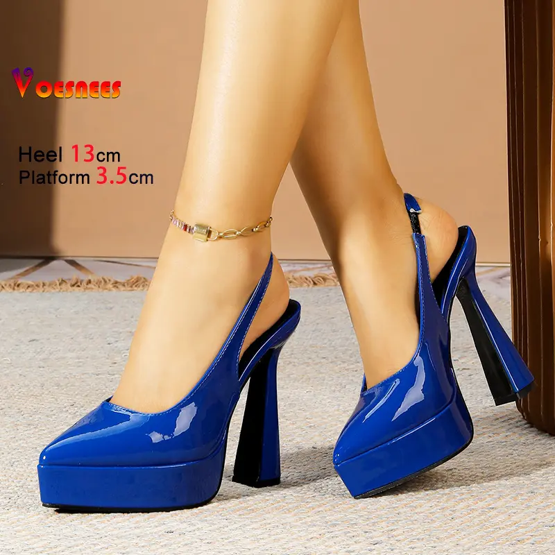 Brand New Slingback High Heels Female Platform Sexy Pointed Toe Shallow Mouth Single Shoes 2025 Spring Summer 13CM Women Pumps