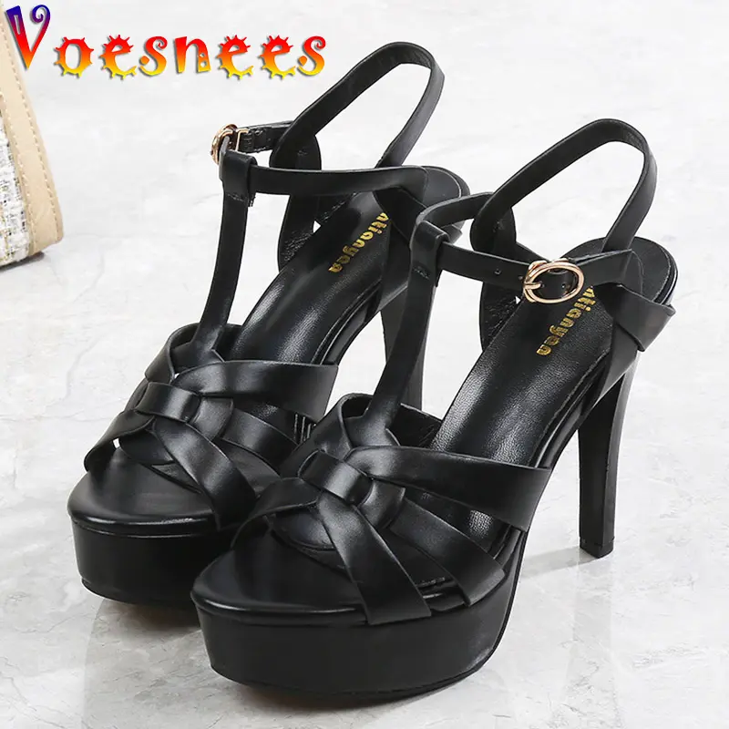 2025 New Fashion Roman Style Runway Sandals Super High Heel Waterproof Platform Wedding Shoes Summer Weave Design Women Pumps
