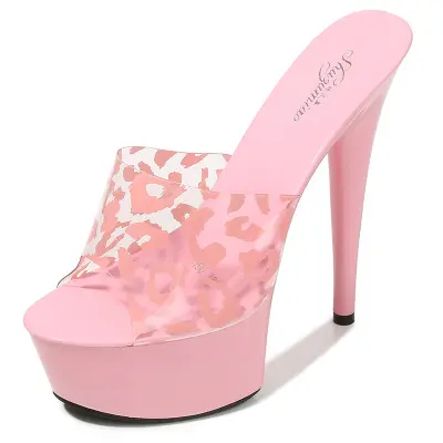 Women Slipper Shoes Stilettos Heels Super High heels 14cm Waterproof Fishmouth Sandals Transparent Crystal Shoes Wedding Shoes