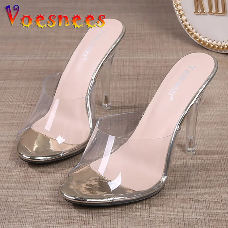 International Bodybuilding Model Bikini Competition Women Shoes Transparent High Heels Competition Shoes 11.5cm Heel Slippers