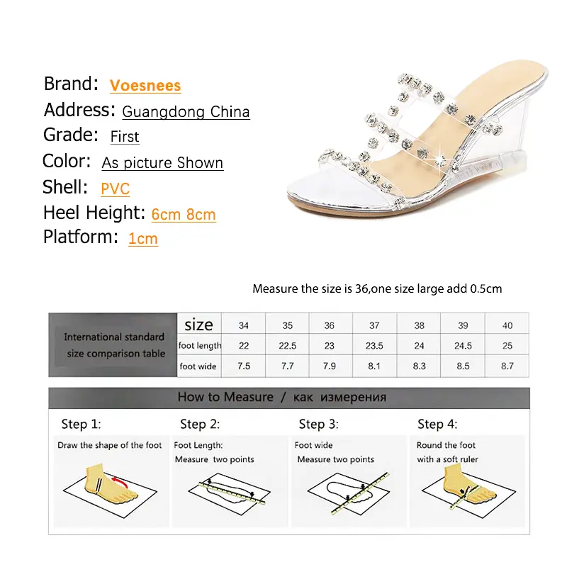 Fashion Transparent Rhinestone Women Slippers Summer New Modern Wedges High Heels Chain Adult Sandals Sexy Party Women Shoes