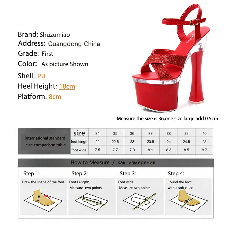 New Female Steel Pipe Dance Shoes Sandals Women Glitter Fashion Sexy High Heels 17.5CM Platform Party Wedding Summer Women Shoes