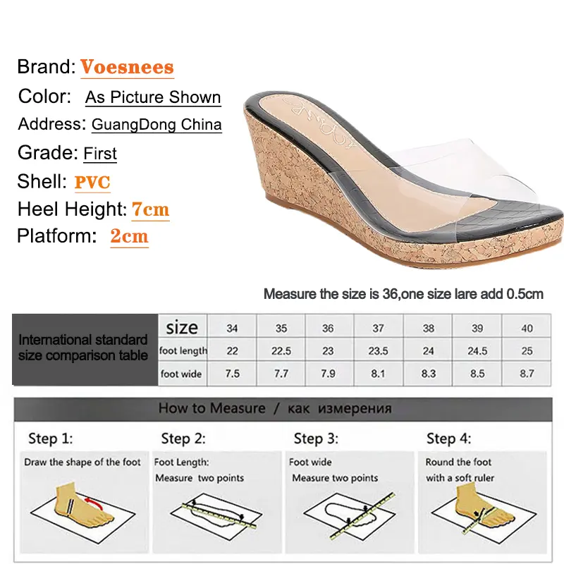 Summer Sandals Mixed Colors Stone Pattern Wedges Slippers Wooden Bottom Walk Show Transparent Women Shoes Sexy Beach High Heels