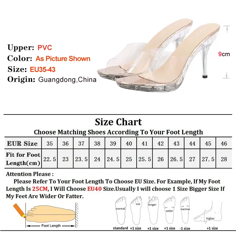 Summer Sexy Women's Transparent Crystal Glass Slippers Thin Heel High Heel Wedding Shoes Temperament Sandals Fashion Slippers